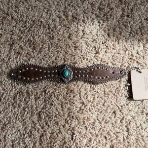 NWT Streets Ahead Leather Cuff Bracelet Turquoise Studded Western Boho